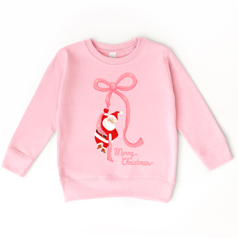 Santa Ribbon | Girls Christmas Holiday Sweatshirt