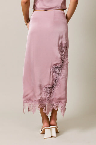 Lace Trim Detail Midi Skirt