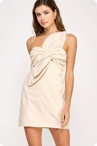 Knotted Flower Bow Mini Dress