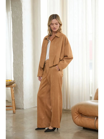 Faux Suede Bubble Hem Jacket