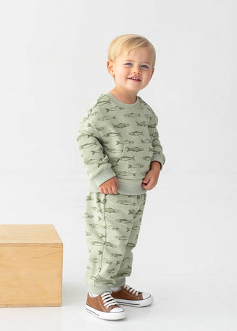 Matthew Long Sleeve Fish Print Sweatshirt and Jogger Set