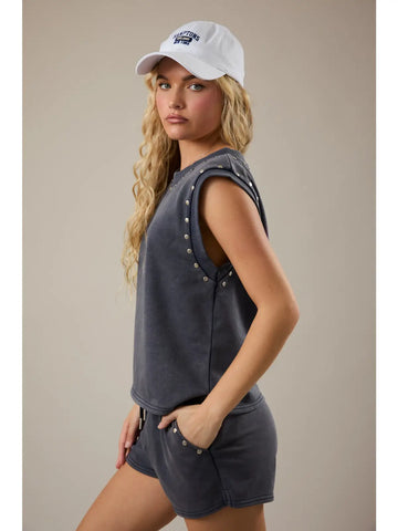 Sleeveless Top with Studs