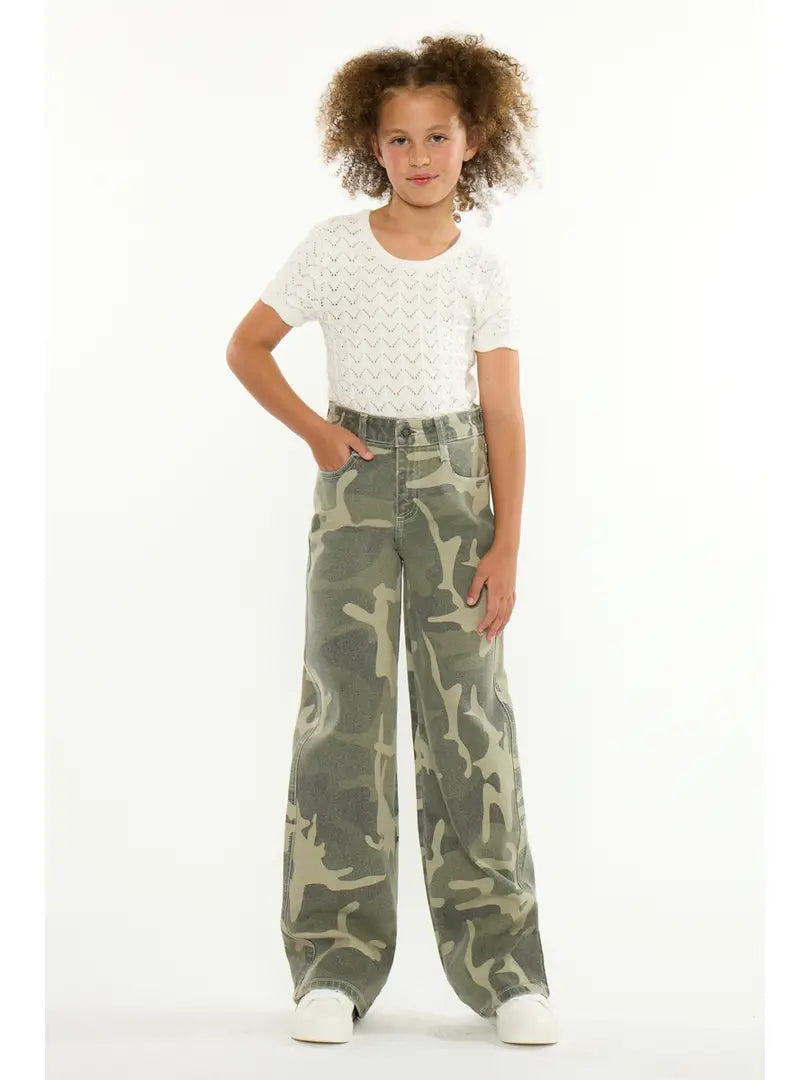 Kancan | Youth High Rise Camo Wide Leg