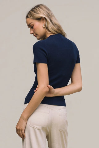 Soft Knit Sweater Top in Navy
