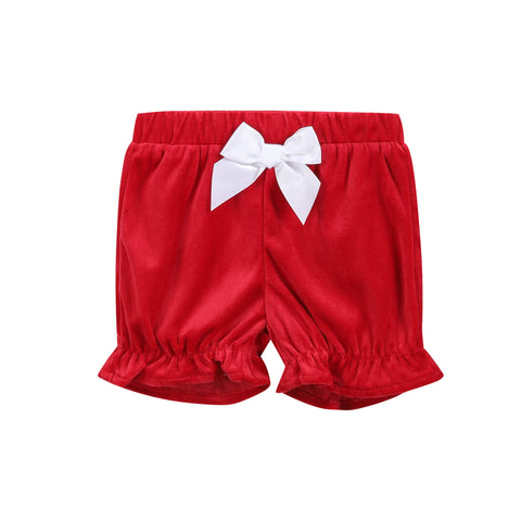Red Velour Christmas Smocked Dress and Bloomers Set