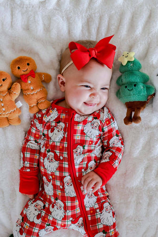 Christmas Bamboo Convertible Zipper Romper | Cozy Claus