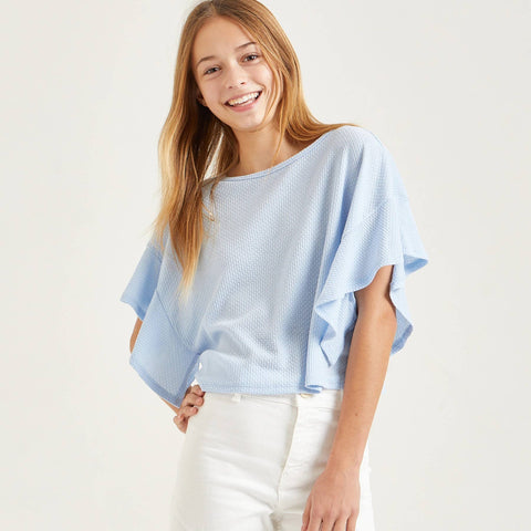 Good Girl |Ruffle Sleeves Loose-fit Crop Top