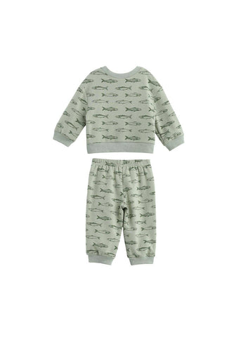 Matthew Long Sleeve Fish Print Sweatshirt and Jogger Set