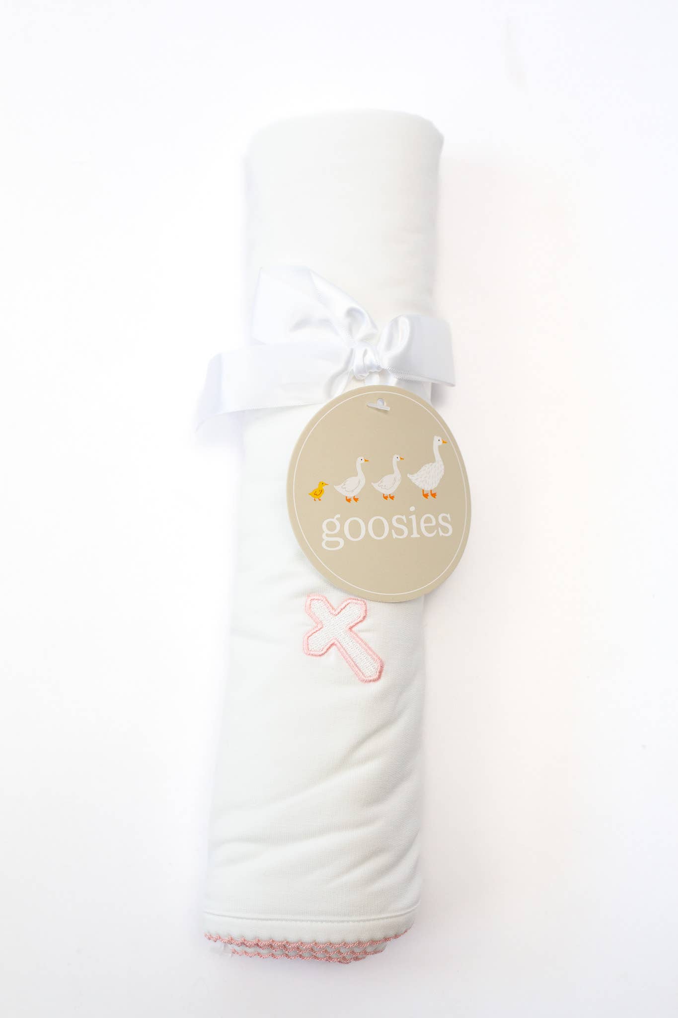 Pink Cross (Easter/Baptism/Christian) Embroidered Blanket