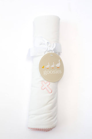 Pink Cross (Easter/Baptism/Christian) Embroidered Blanket