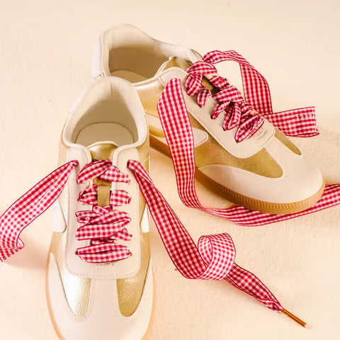 Gingham Red Shoe Laces