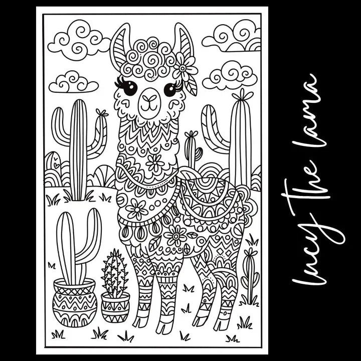Tons of Hues | Lucy the Llama Giant Coloring Page