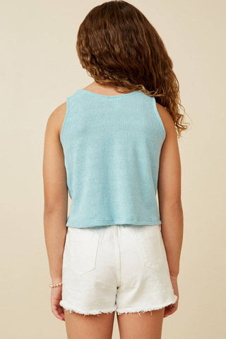 Hayden | Girls Patterned Button Detail Knit Tank