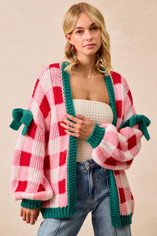 Christmas Theme Open Front Cardigan