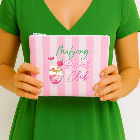 Mahjong Social Club Flat Zip Pouch