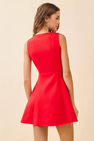 Scalloped Trim Front Zip Closure Dress