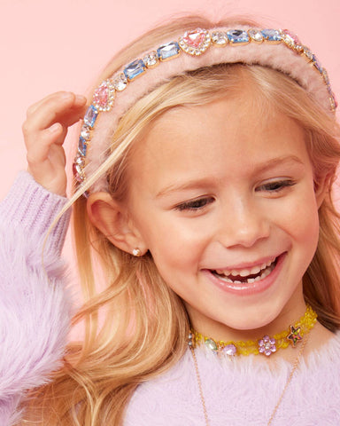 Bedazzled Fuzzy Pink Headband