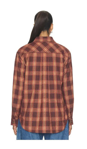 Elodie | Henrietta Plaid Shirt in Mauve Brown