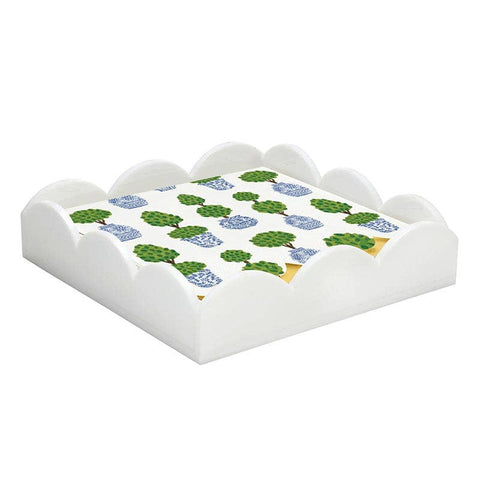 Acrylic Cocktail Napkin Tray + Napkins - Topiaries