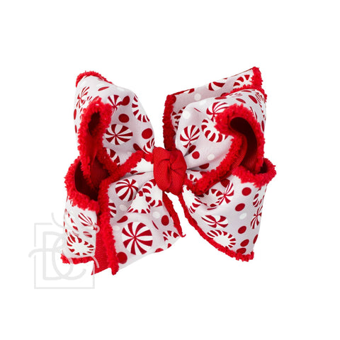 Peppermint Print Hair Bow on Alligator Clip