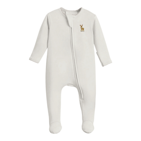 Deer Pip Embroidered Zip Romper