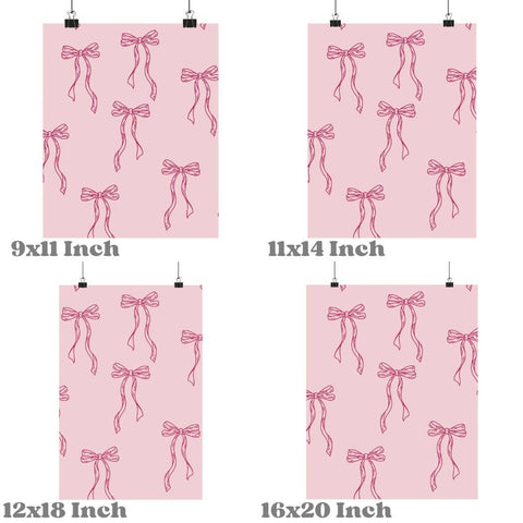 Coquette Pink Bow Minimalist Line Wall Art Prints