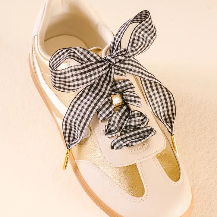 Gingham Black Shoe Laces
