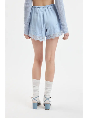 Shiny Solid Color Lace Down Dressy Shorts
