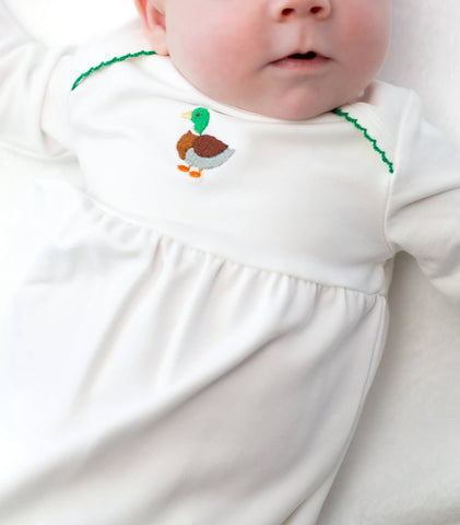 Pip Embroidered Gown - Mallard Duck