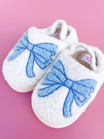 Toddler/Kids Blue Bow Slippers