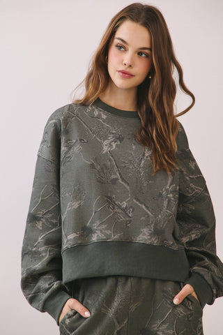Camouflage Print Dropped Shoulder Sweatshirt