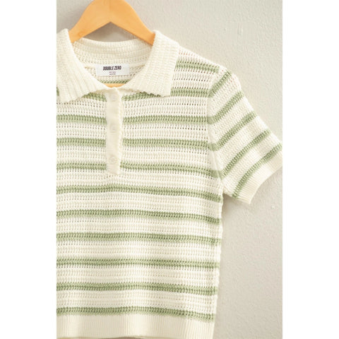 Short Sleeve Striped Knit Top