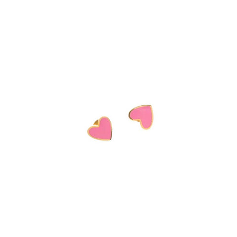 Enamel Heart Stud Earring - Hypoallergenic, Flat Back, Girl