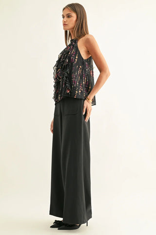 AR | Natalia Embellished Pants in Black Glitter