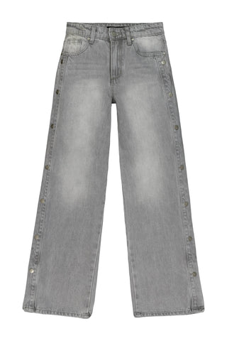 Girls Mia Wide Leg Side Snap Jeans