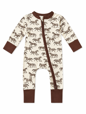 2-Way Zip Romper, Wild Mustang
