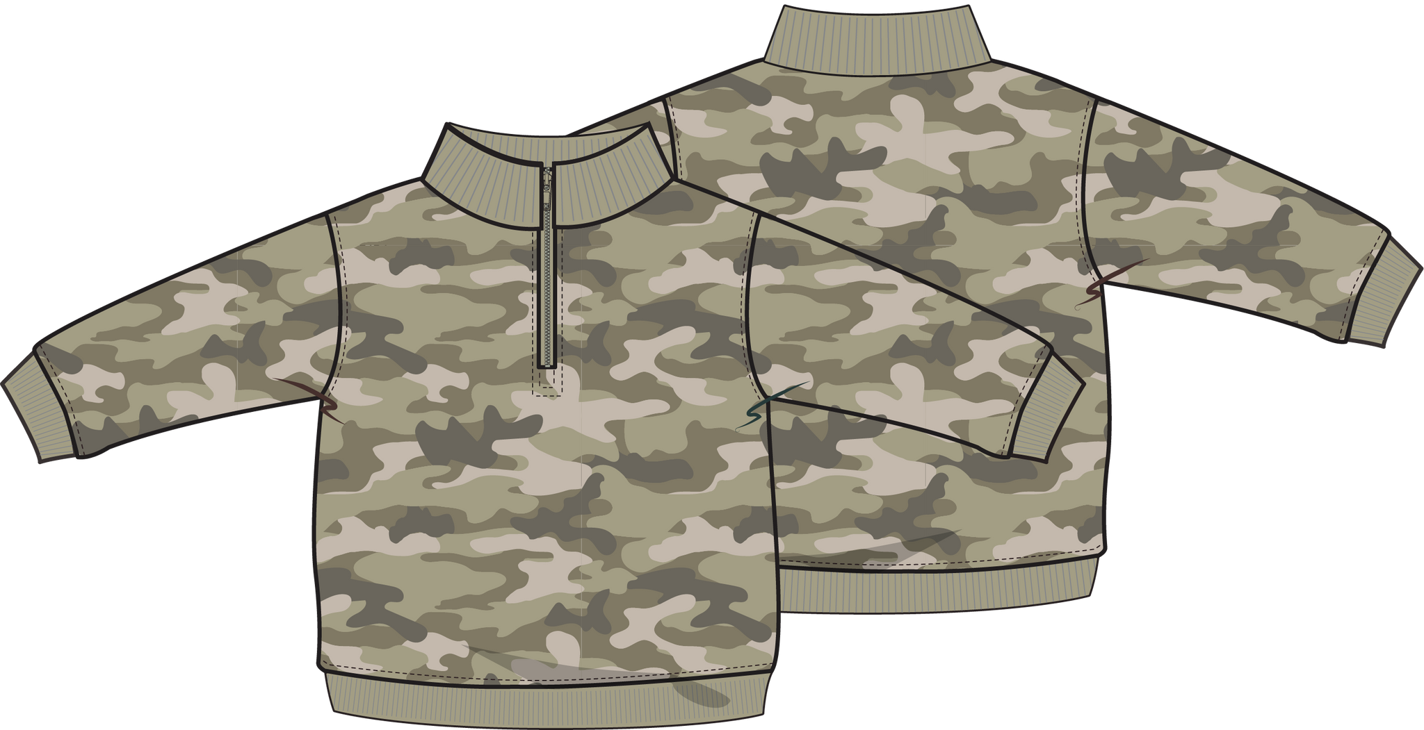 Camo French Terry - Half Zip Sweatshirt
