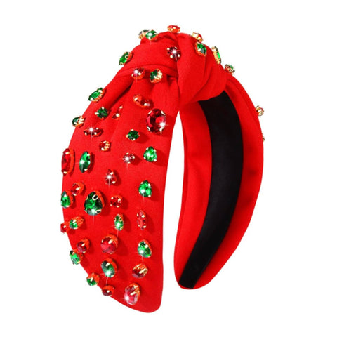 Rhinestone Jewel Christmas Knot Headband