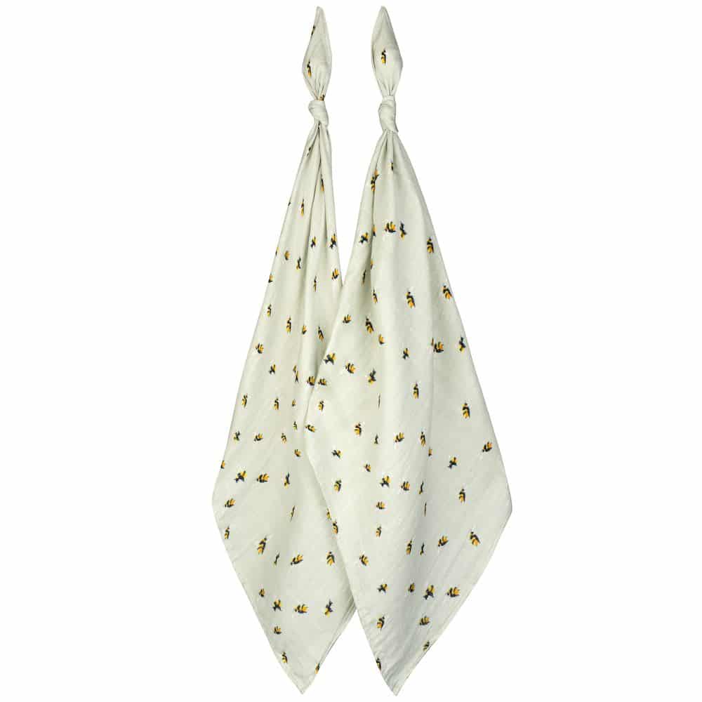 Milkbarn | Bumblebee Bamboo Muslin Burp Cloth Set