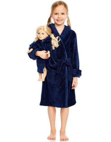 Kids Girl & Doll Fleece Hooded Robe