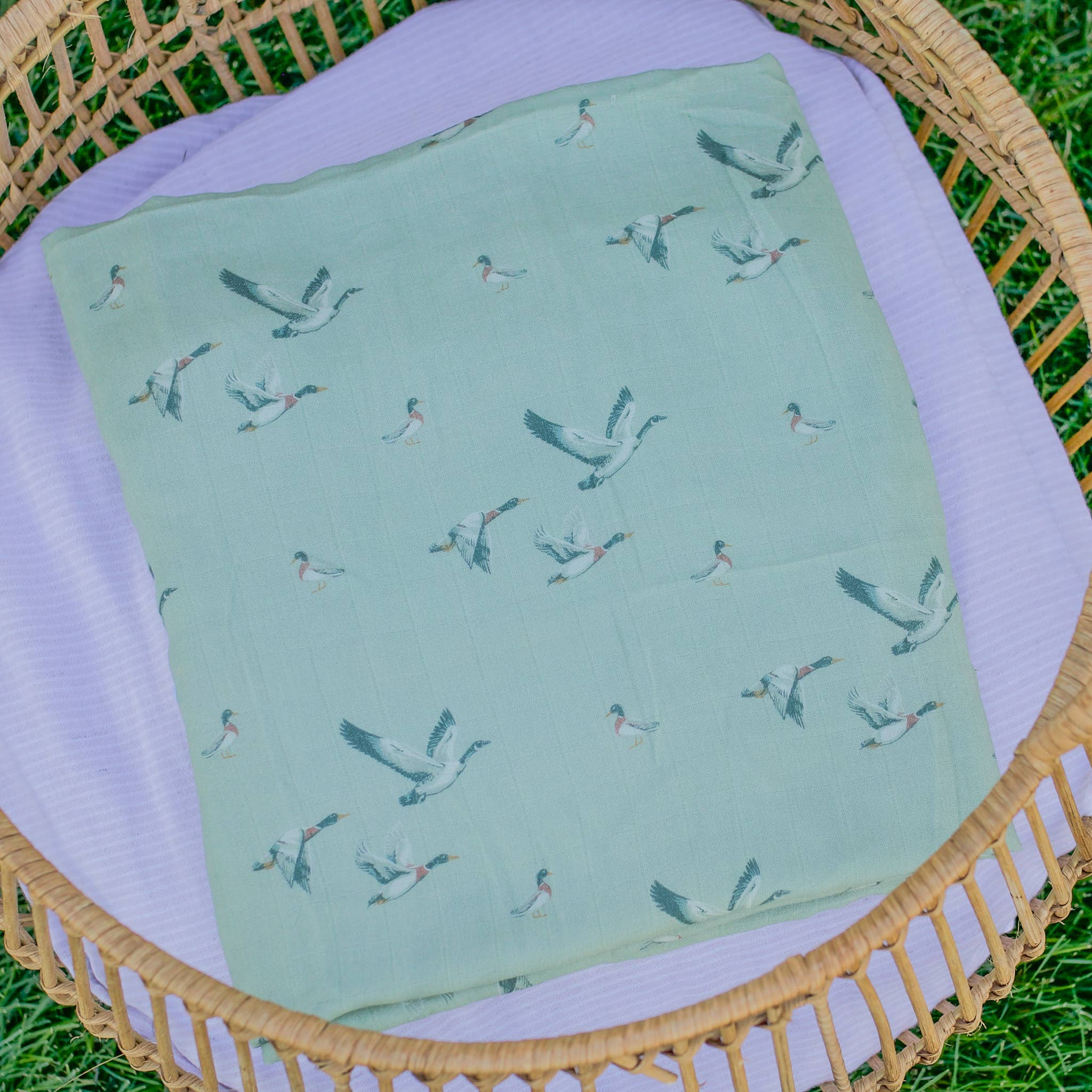 Duck Duck Goose Muslin Swaddle