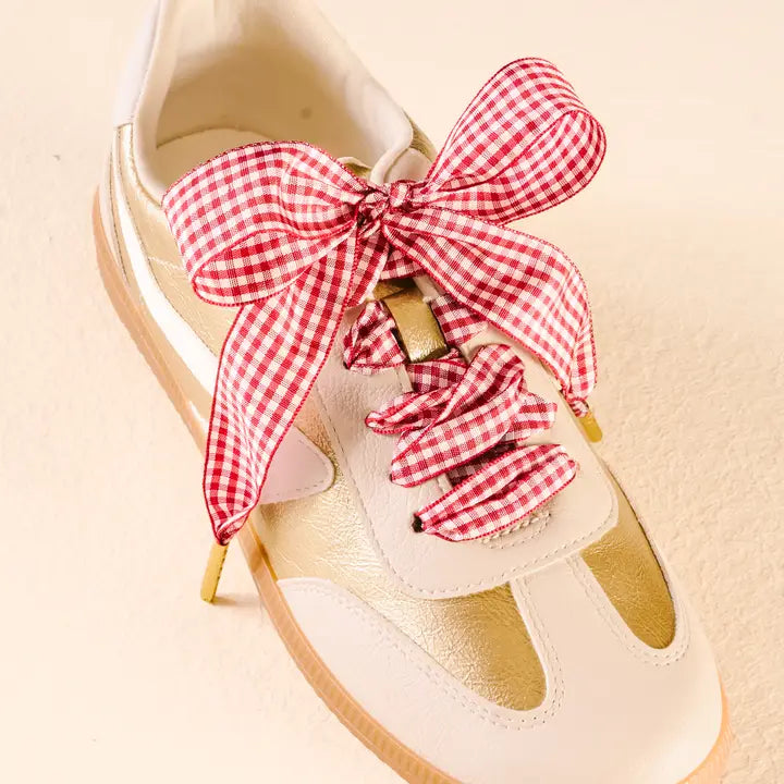 Gingham Red Shoe Laces