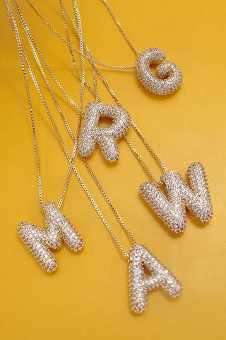 Initial Rhinestone Bubble Necklace