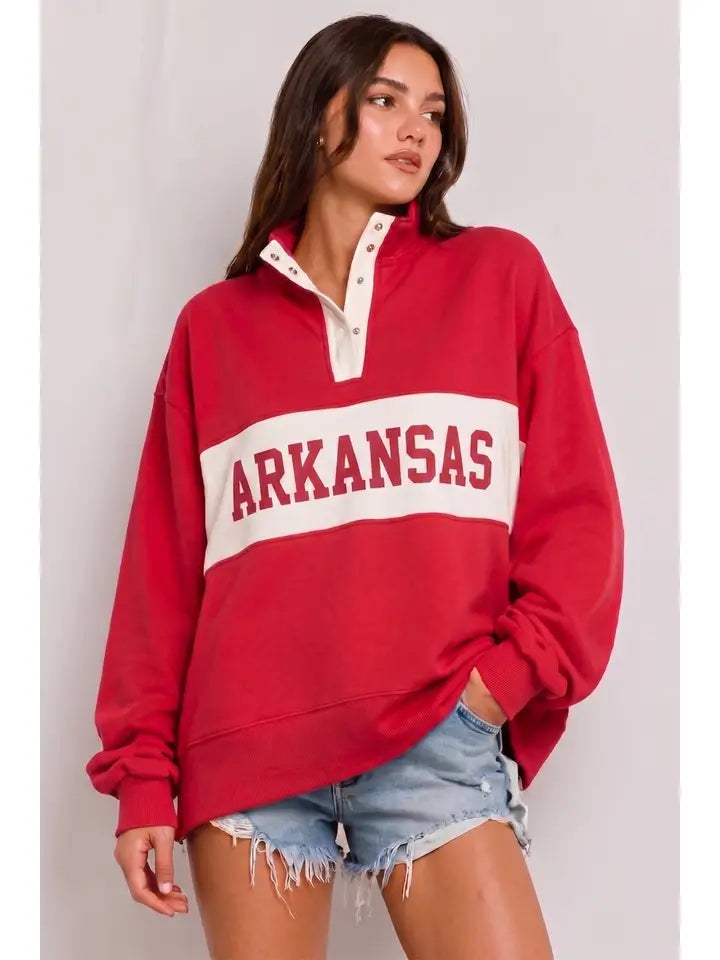 Red Varsity Snap Sport Pullover
