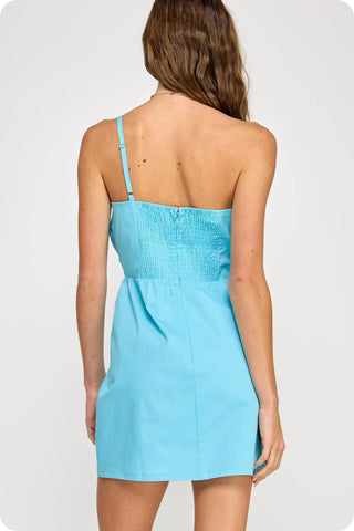 Knotted Flower Bow Mini Dress