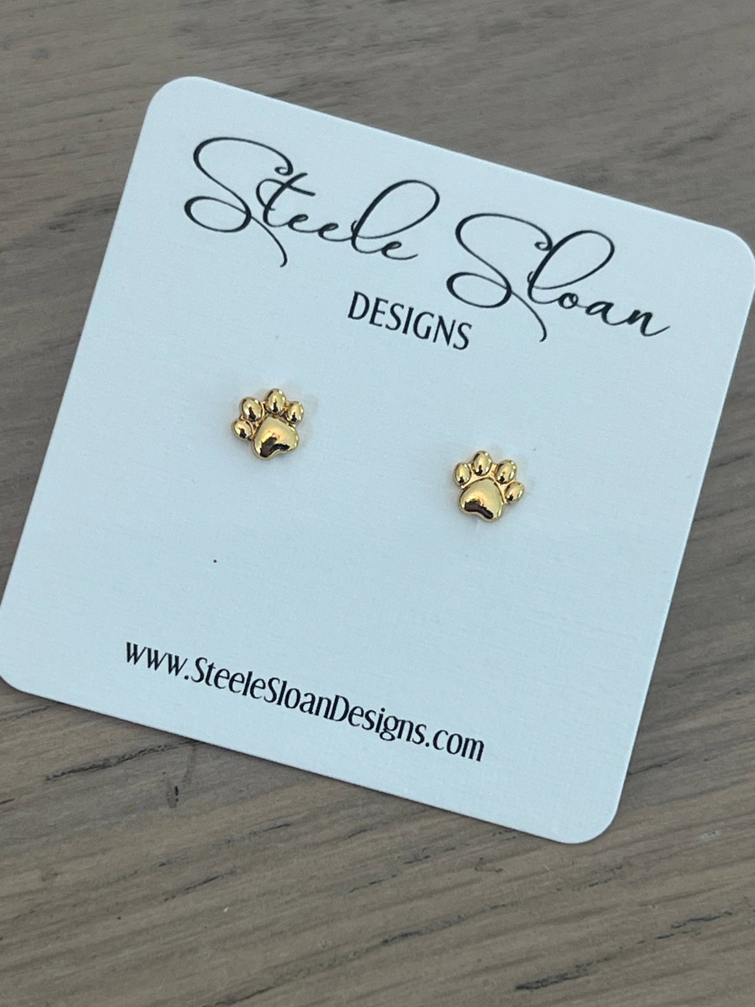 Tiny Paw Gold Stud Earrings