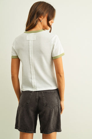 Color Combo Waffle Fabric Top