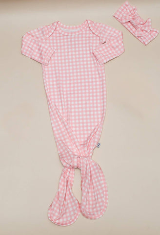 Pink Gingham (Spring/Easter) Knotted Infant Gown
