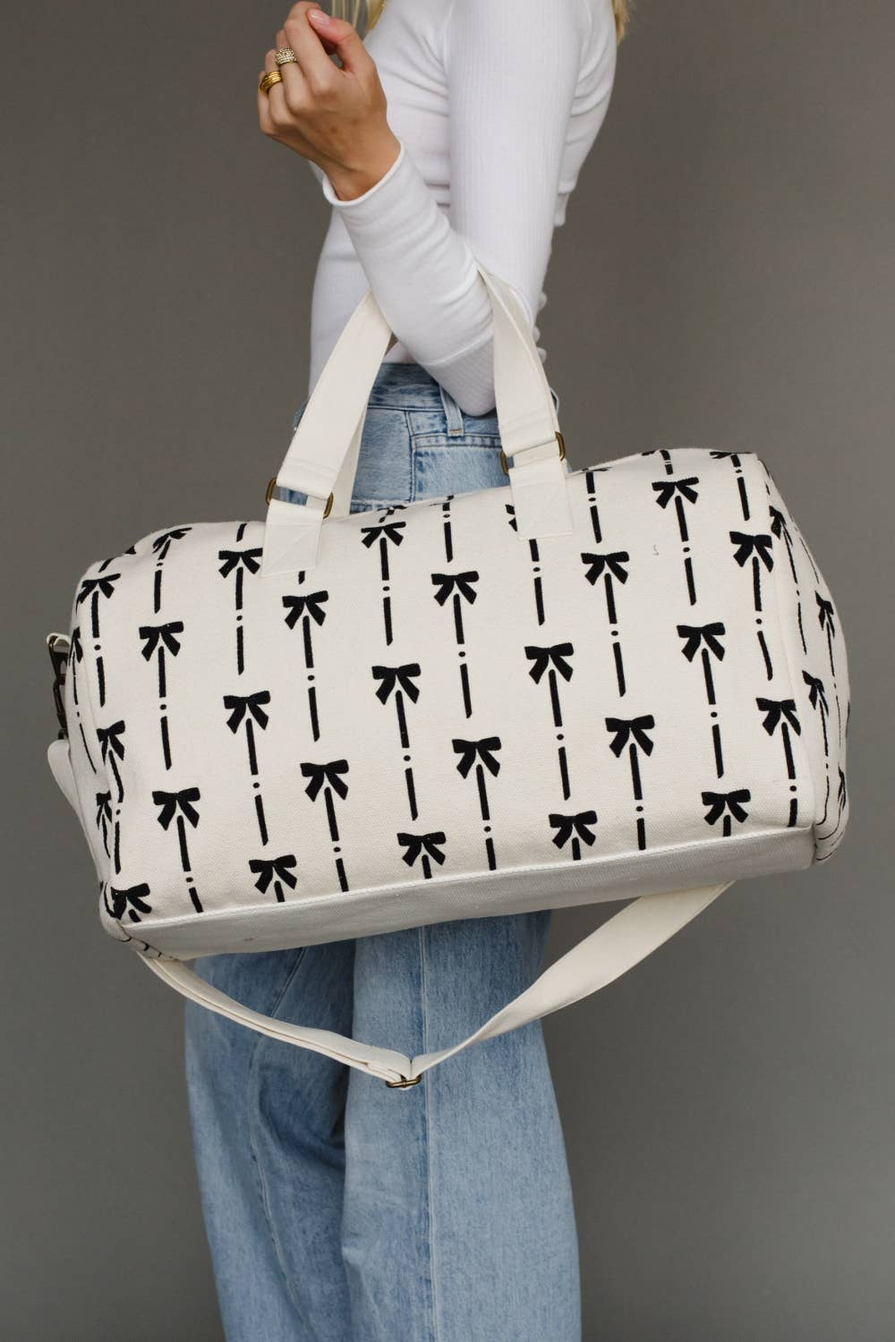 Panache | White & Black Bows Duffel
