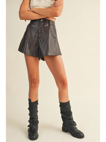 Flared Leather Short